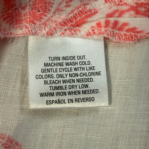 Charter Club Luxury Women Large White Pink Linen Light Soft Breathable Tunic Top - Picture 4 of 9